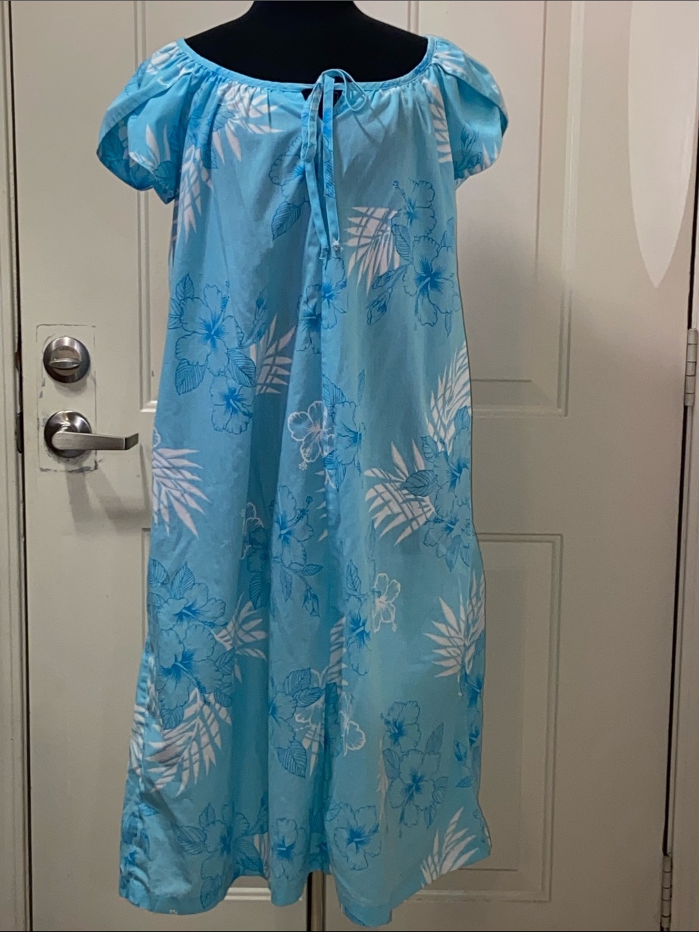 Women’s Light Blue Floral One-Piece Dress - Breathable Summer Style Sz,Approx, M